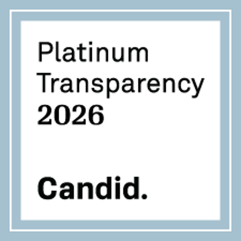The image displays a square with a light blue border and a white interior. Inside, the text "Platinum Transparency 2026" is written in a bold, sans-serif font. Below this, the word "Candid." is written in a similar font. The overall design is clean and modern.